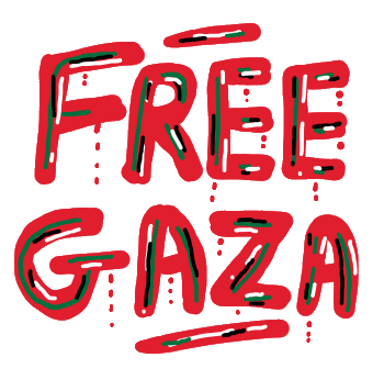 Free Gaza is a raw emotional design. No fancy image here, just blood red lettering with tatters of the Palestinian flag colors and drips of paint. Because what does it take for the so-called civilized world to say 