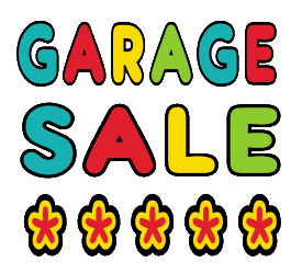  Garage Sale sign shows the words 