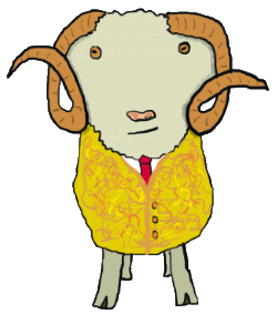 The Golden Fleece - ram stands with horns and gold coat
