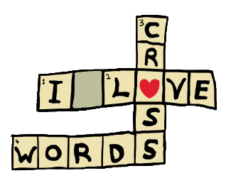 I Love Crossword Puzzles features a filled in puzzle with the words 