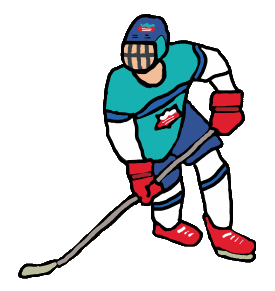 Ice hockey design features hockey player chasing puck with stick and concentration. Fun graphic for ice hockey fans and players.