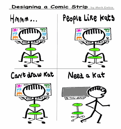 Cartoon stickman comic designer needs a cat