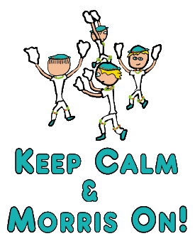Keep Calm Morris Dancing features Morris Dancers with handkerchiefs dancing around with a reassuring 