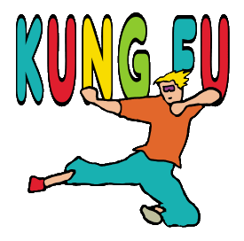 Kung Fu flying leap and kick graphic