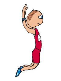 Long jump competitor in the hang position