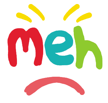 Meh design features hand drawn lettering for the word 