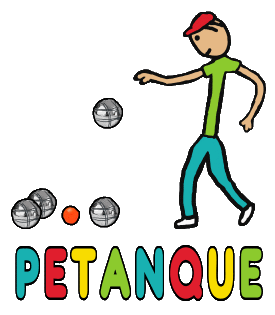 Petanque player releases boule towards the others