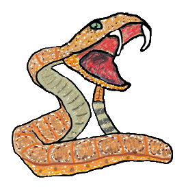 Rattlesnake graphic shows a rattler ready to strike with the pose of the snake and the rattle in plain view.