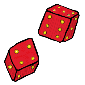 Roll the dice illustration features two tumbling dice