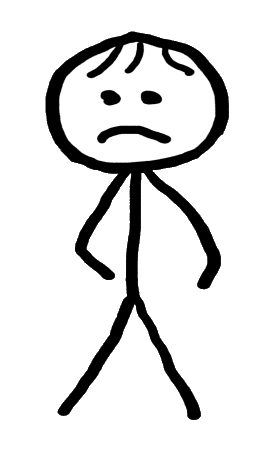 Drawing of a sad stickman