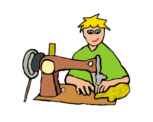 Sewing Machine design shows some high-speed sewing by a seamstress on a traditional machine. Fun image for sewing and dressmaking enthusiasts.