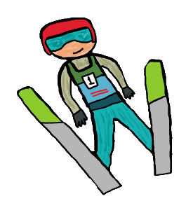 Ski jumping in mid air glide with 