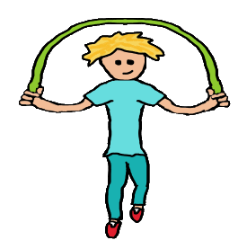 This fun Rope Skipping design shows a skipper doing their exercise routine.  Skipping is an excellent exercise, just a jump rope and some basic coordination required. This is one fitness workout you can skip to your hearts content.