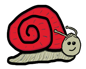 Simple snail drawing with red shell and stalk eye