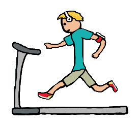 Treadmill Running design features keen runner exercising on a powered running machine.