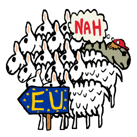 Anti EU Brexit is an anti European Union design. Shows sheep obediently following the EU sign while our anti European Brexit sheep heads in their own direction.