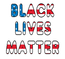 Black Lives Matter uses large lettering over the Stars and Stripes to create a powerful and patriotic graphic for supporters of the Black Lives Matter movement.