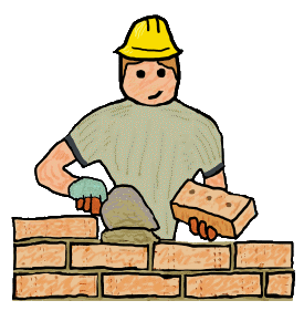 Bricklayer design shows bricks being laid in a wall. A cool bricklaying graphic for builders.
