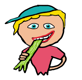 Celery is a fun dieting or vegetarian design showing a person enjoying a stick of celery