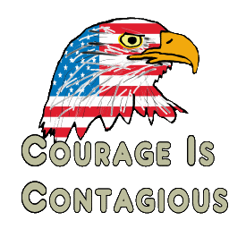 Courage Is Contagious features proud eagle with the words underneath. For people who have found a strength to start fighting back.