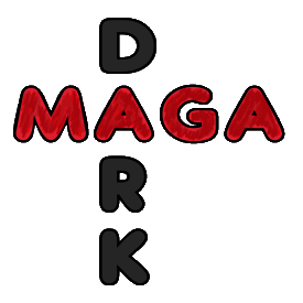 Dark MAGA design with the two words in different directions and colors