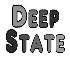 Deep State is a fun cool graphic that uses different shaded dark lettering to give the impression of something shadowy and secretive. Make the statement in a subtle way!