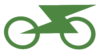 E-Bike! graphic is a cool and minimal design featuring the electric symbol and a pair of wheels in bike wheelie layout with the word e-bike split to the start and end of the image. Because it's 