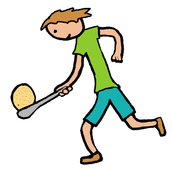 Egg and Spoon race - kid runs with egg balanced in spoon