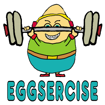 Eggsercise Egg Pun Exercise is a fun design featuring an egg weightlifter plus the word Eggsercise below. For eggs who like to keep fit.