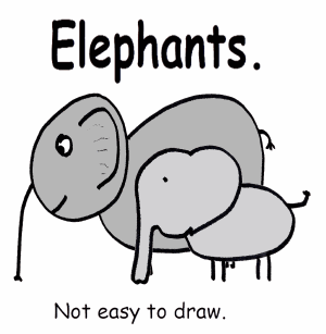 Two cartoon elephant drawings
