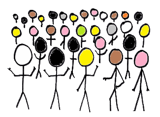Stick figures of many races as a simple yet powerful image for equal rights and one world politics