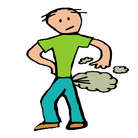 Farting Man design shows a man farting and attempting to waft the gas cloud while remaining reasonably nonchalant about it.  A fart is no big deal.