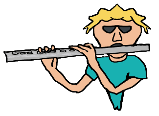 Cool flute player, flautist or flutist plays their instrument with style.
