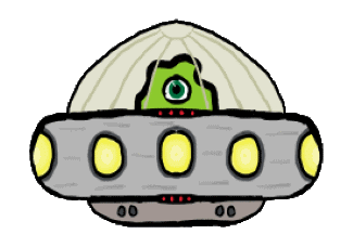 Flying Saucer is a fun design showing a one-eyed alien piloting their UFO spacecraft.