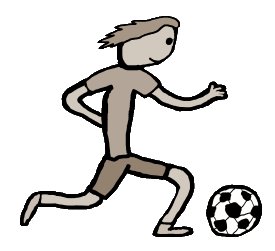 Football Player design shows a footballer running with the ball in fun image for fans of football or soccer.