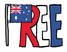 Free Australia design features the word 