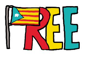 Free Catalonia design shows national flag in the word 
