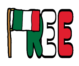 Free Italy - Italexit design in colors of the flag