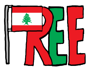 Free Lebanon uses a hand drawn Lebanese flag as the 