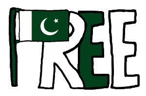 Free Pakistan uses the Pakistan flag and colors to form the word 