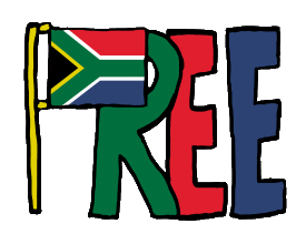 Free South Africa design shows the word 