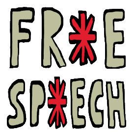 Free Speech design shows the words 