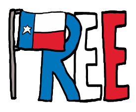 Free Texas Independence TEXIT uses the Lone Star Flag as part of the word 
