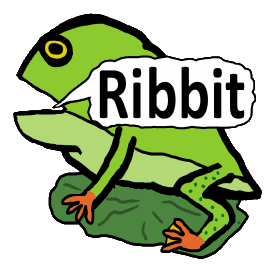 Funny Frog Ribbit graphic shows a large frog sitting on a lily leaf saying 