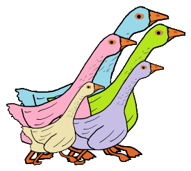Geese design features a family of five geese in different colors and sizes. For goose fans!