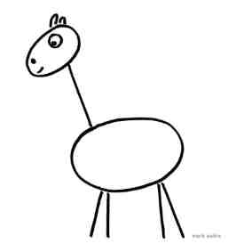 Giraffe drawing with legs added