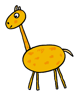 A friendly happy cartoon style giraffe drawing.