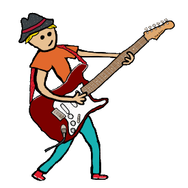 Stickman rock guitarist plays electric guitar with style