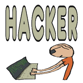 Hacker design features large wording above cool graphic of a hacker breaking into a computer system to establish the truth behind the green screen graphics.  For hackers, coders and cyber criminals who need to dive deep.