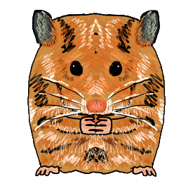Hamster drawing is a graphic representation of this super pet eating a small piece of carrot.